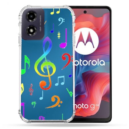 Coque Transparente Pour Motorola G04 4G Note Musique Colore