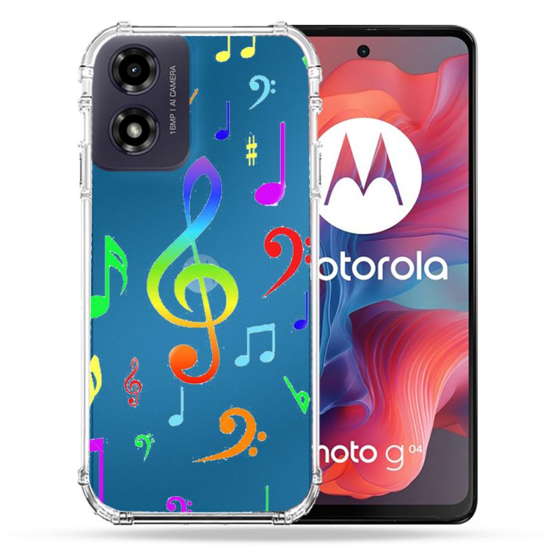 Coque Transparente Pour Motorola G04 4G Note Musique Colore