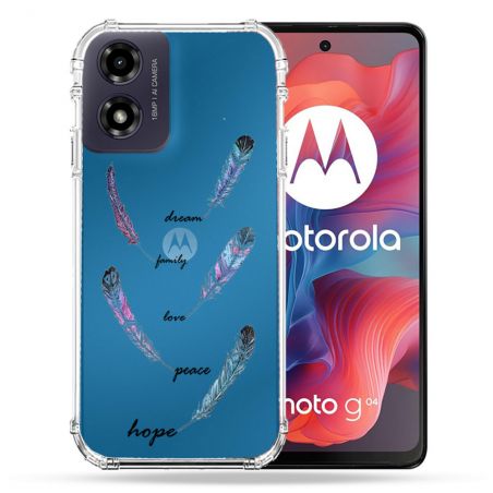 Coque Transparente Pour Motorola G04 4G Plume Couleur