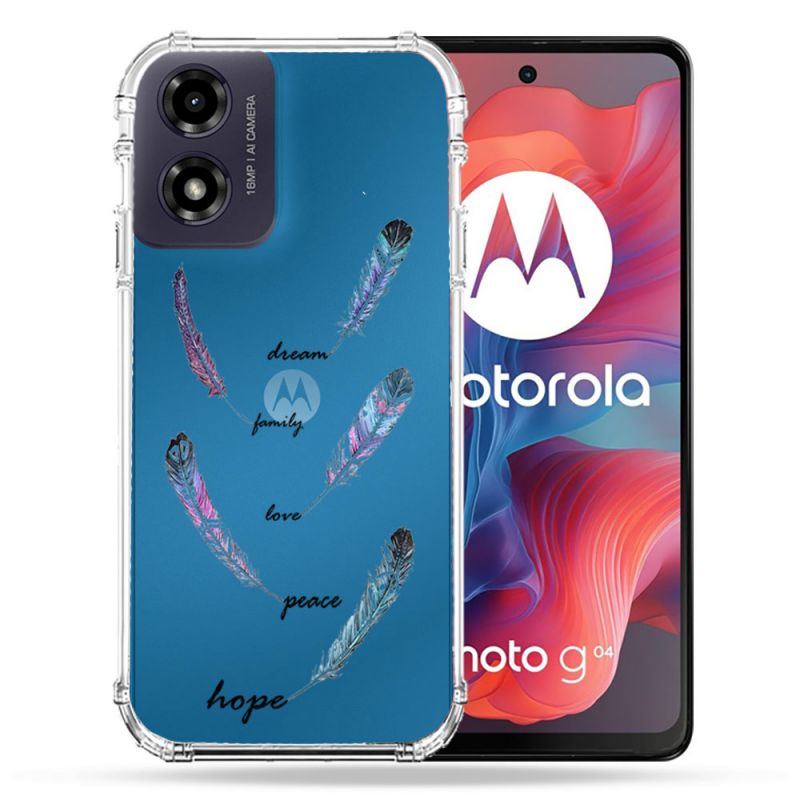 Coque Transparente Pour Motorola G04 4G Plume Couleur