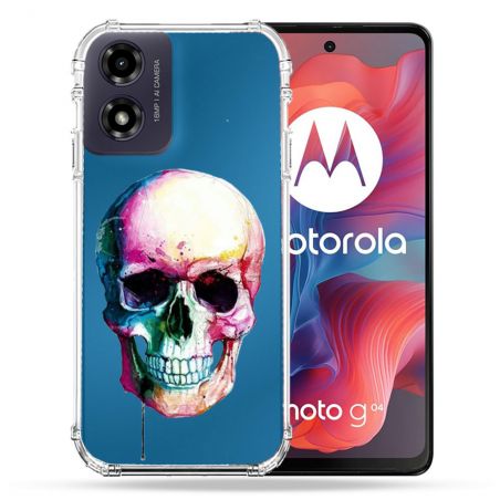 Coque Transparente Pour Motorola G04 4G Skull Head Crane Colore