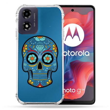 Coque Transparente Pour Motorola G04 4G Tete Mort Color