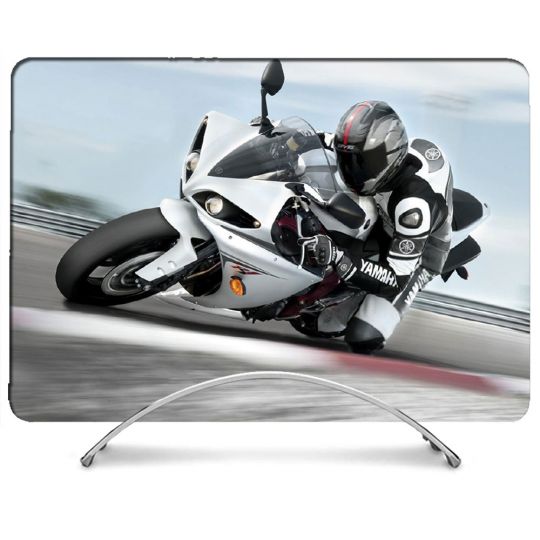 Coque Intégrale Pour Coque MacBook Pro M3 14.2 Moto Course GP Blanche