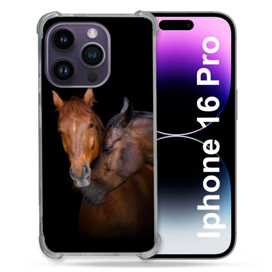 Coque Renforcée Pour Apple Iphone 16 Pro Animal Cheval Marron