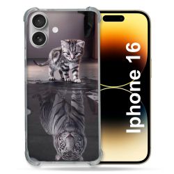 Coque Renforcée Pour Apple Iphone 16 Animal Chat Reflet