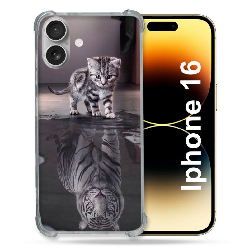 Coque Renforcée Pour Apple Iphone 16 Animal Chat Reflet