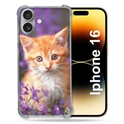 Coque Renforcée Pour Apple Iphone 16 Animal Chat Violet