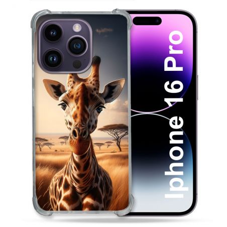 Coque Renforcée Pour Apple Iphone 16 Pro Animal Girafe Savane