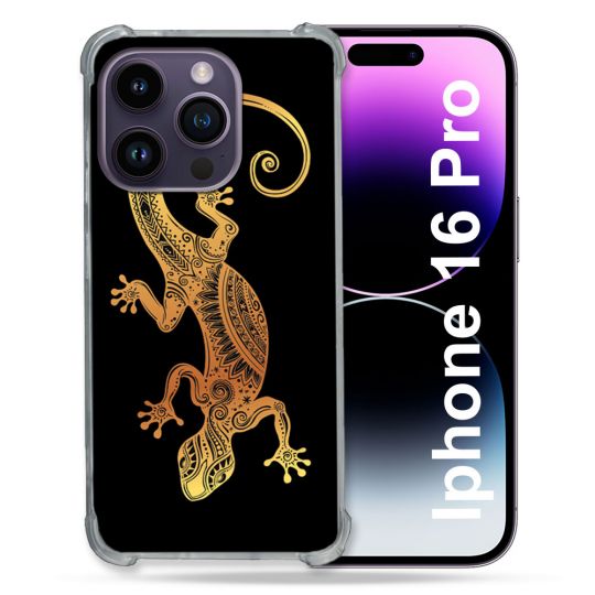 Coque Renforcée Pour Apple Iphone 16 Pro Animal Lezard Noir