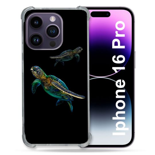 Coque Renforcée Pour Apple Iphone 16 Pro Animal Tortue Noire multicolore