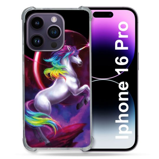 Coque Renforcée Pour Apple Iphone 16 Pro Fantastique Licorne Arc en ciel