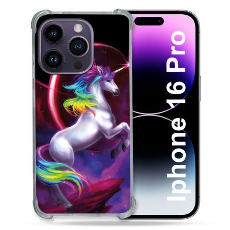 Coque Renforcée Pour Apple Iphone 16 Pro Fantastique Licorne Arc en ciel