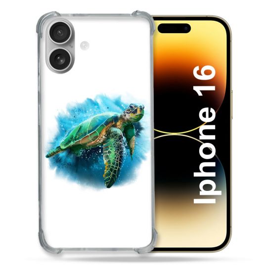 Coque Renforcée Pour Apple Iphone 16 Animal Tortue Blanche multicolore
