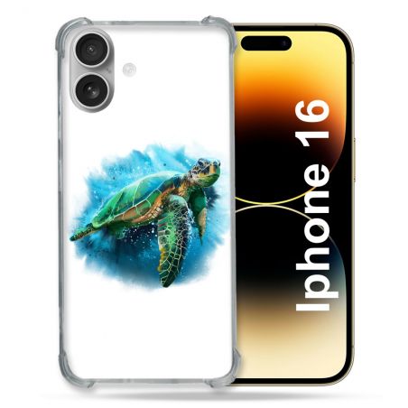 Coque Renforcée Pour Apple Iphone 16 Animal Tortue Blanche multicolore