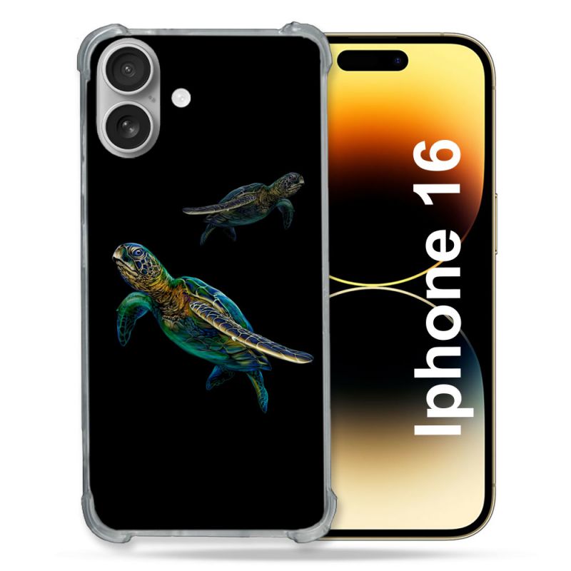 Coque Renforcée Pour Apple Iphone 16 Animal Tortue Noire multicolore