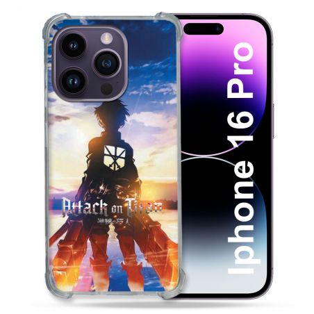 Coque Renforcée Pour Apple Iphone 16 Pro Manga Attaque Titans Soleil