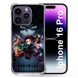 Coque Renforcée Pour Apple Iphone 16 Pro Manga Demon Slayer Noir