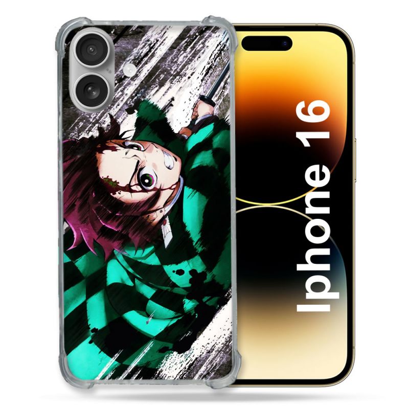 Coque Renforcée Pour Apple Iphone 16 Manga Demon Slayer Tanjiro