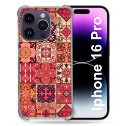 Coque Renforcée Pour Apple Iphone 16 Pro Texture Carreau Ciment Rouge