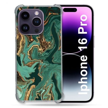Coque Renforcée Pour Apple Iphone 16 Pro Texture Marbre Vert