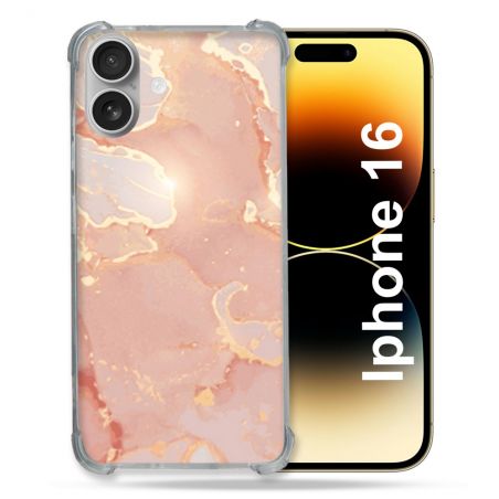 Coque Renforcée Pour Apple Iphone 16 Texture Marbre Rose