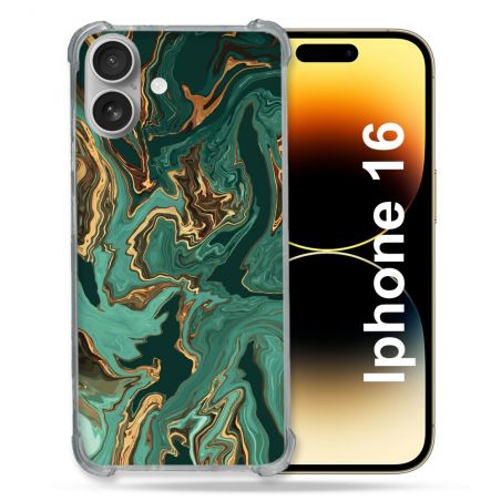 Coque Renforcée Pour Apple Iphone 16 Texture Marbre Vert