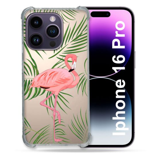 Coque Transparente Pour Apple Iphone 16 Pro Flamant Rose