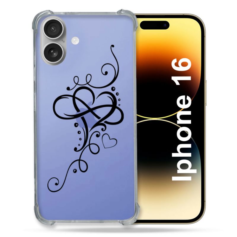 Coque Transparente Pour Apple Iphone 16 Cœur infini