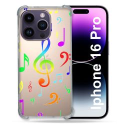 Coque Transparente Pour Apple Iphone 16 Pro Note Musique Colore