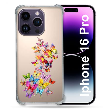 Coque Transparente Pour Apple Iphone 16 Pro Papillon Multicolore