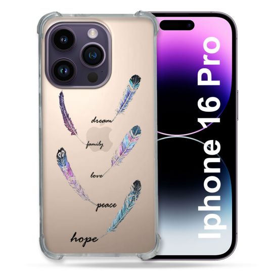 Coque Transparente Pour Apple Iphone 16 Pro Plume Couleur