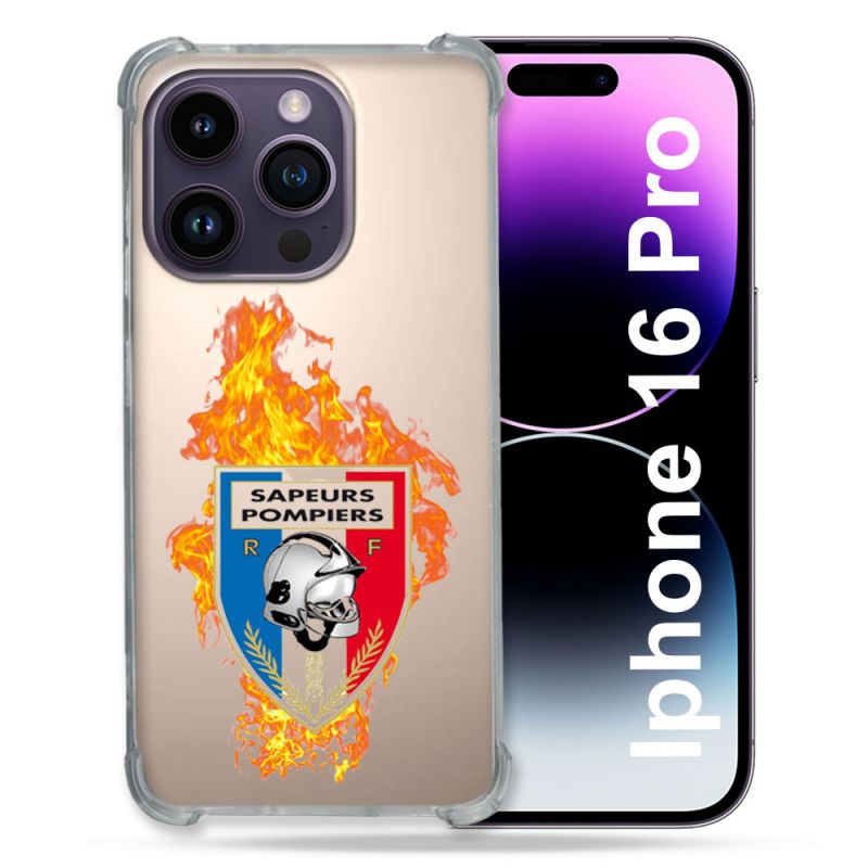 Coque Transparente Pour Apple Iphone 16 Pro Pompier Feu