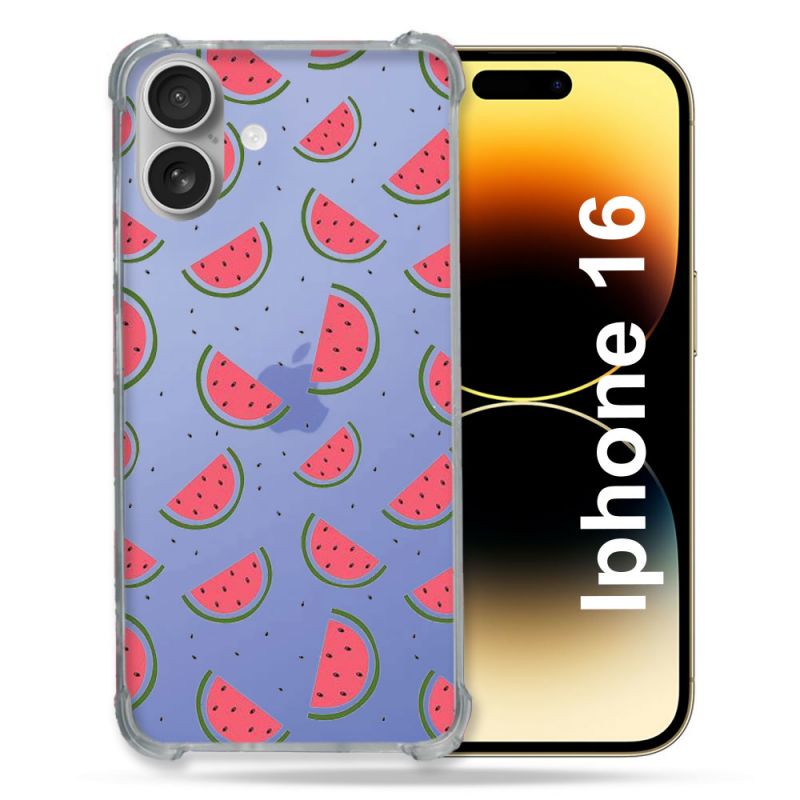 Coque Transparente Pour Apple Iphone 16 Pasteque
