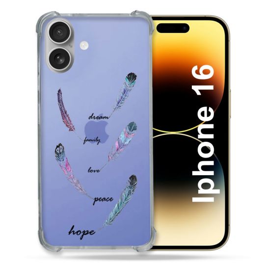 Coque Transparente Pour Apple Iphone 16 Plume Couleur