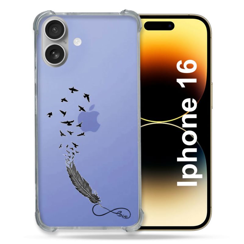 Coque Transparente Pour Apple Iphone 16 Plume Infini