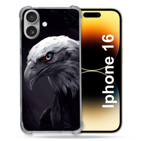 Coque Renforcée Pour Apple Iphone 16 Plus Animal Aigle Royal Noir