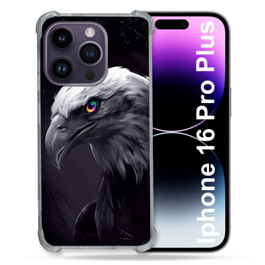 Coque Renforcée Pour Apple Iphone 16 Pro Plus Animal Aigle Royal Noir