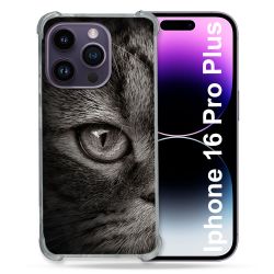 Coque Renforcée Pour Apple Iphone 16 Pro Plus Animal Chat Gris