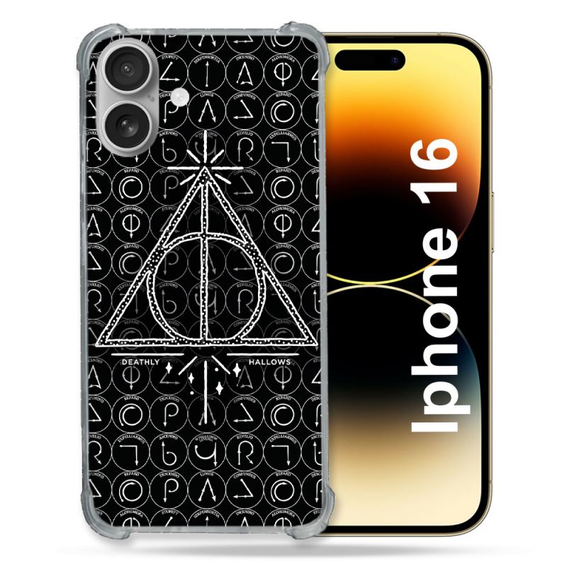Coque Renforcée Pour Apple Iphone 16 Plus Harry Potter Hollows Triangle Noir