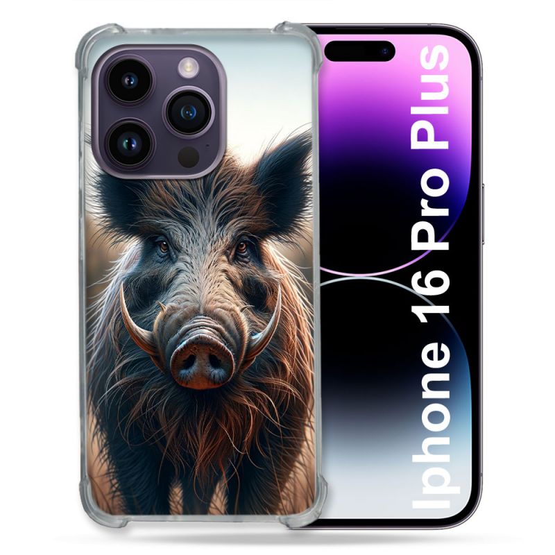 Coque Renforcée Pour Apple Iphone 16 Pro Plus Chasse Sanglier Attaque