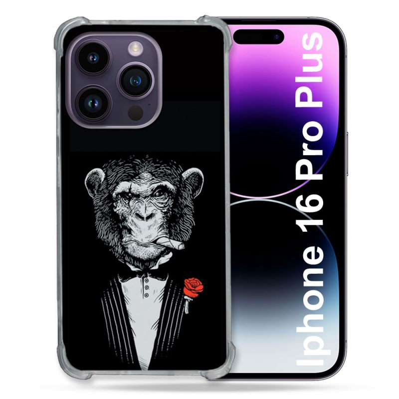 Coque Renforcée Pour Apple Iphone 16 Pro Plus Decale Singe Mafia
