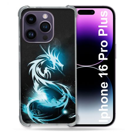 Coque Renforcée Pour Apple Iphone 16 Pro Plus Fantastique Dragon Bleu