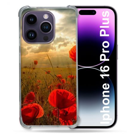Coque Renforcée Pour Apple Iphone 16 Pro Plus Fleur Coquelicot