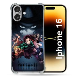 Coque Renforcée Pour Apple Iphone 16 Plus Manga Demon Slayer Noir