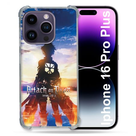 Coque Renforcée Pour Apple Iphone 16 Pro Plus Manga Attaque Titans Soleil