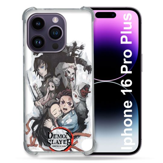 Coque Renforcée Pour Apple Iphone 16 Pro Plus Manga Demon Slayer Blanc