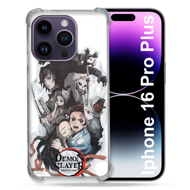 Coque Renforcée Pour Apple Iphone 16 Pro Plus Manga Demon Slayer Blanc