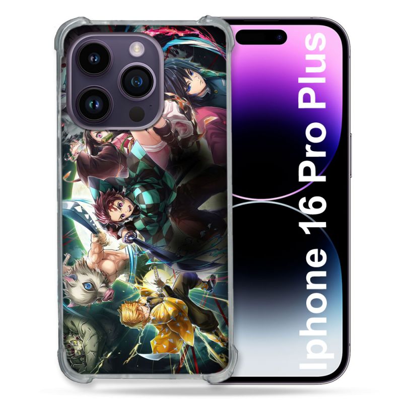 Coque Renforcée Pour Apple Iphone 16 Pro Plus Manga Demon Slayer Groupe