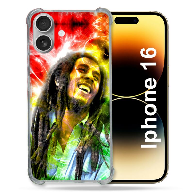 Coque Renforcée Pour Apple Iphone 16 Plus Musique Bob Marley Color