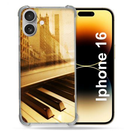 Coque Renforcée Pour Apple Iphone 16 Plus Musique Piano Retro